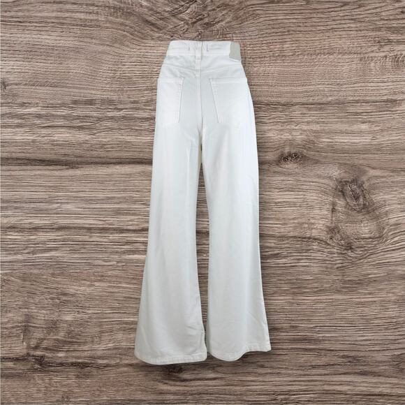 Free People We The Free Lovefool Boho Jeans Ultra Wide Leg Flare Cream Womens 29 - Picture 3 of 6